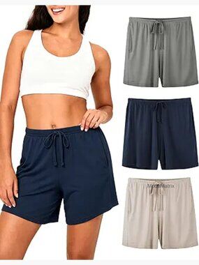 3 Pack Pajama Shorts with Pockets Drawstring Lounge Shorts